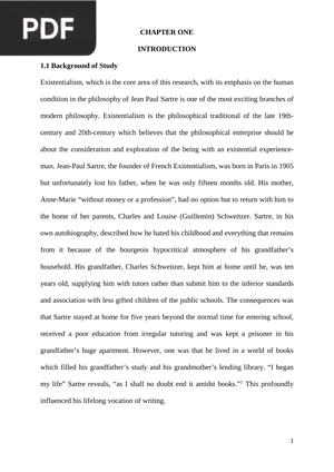 Existentialism: A Study of Sartre's Philosophy