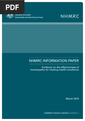 NHMRC Information Paper: Evidence on the Effectiveness of Homeopathy for Treating Health Conditions