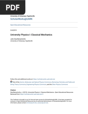 University Physics I: Classical Mechanics